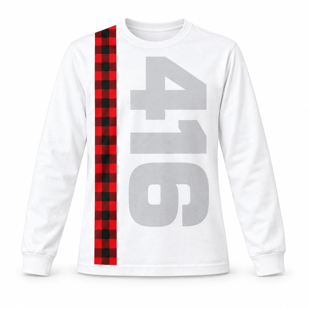 416 Plaid Long-Sleeve, White