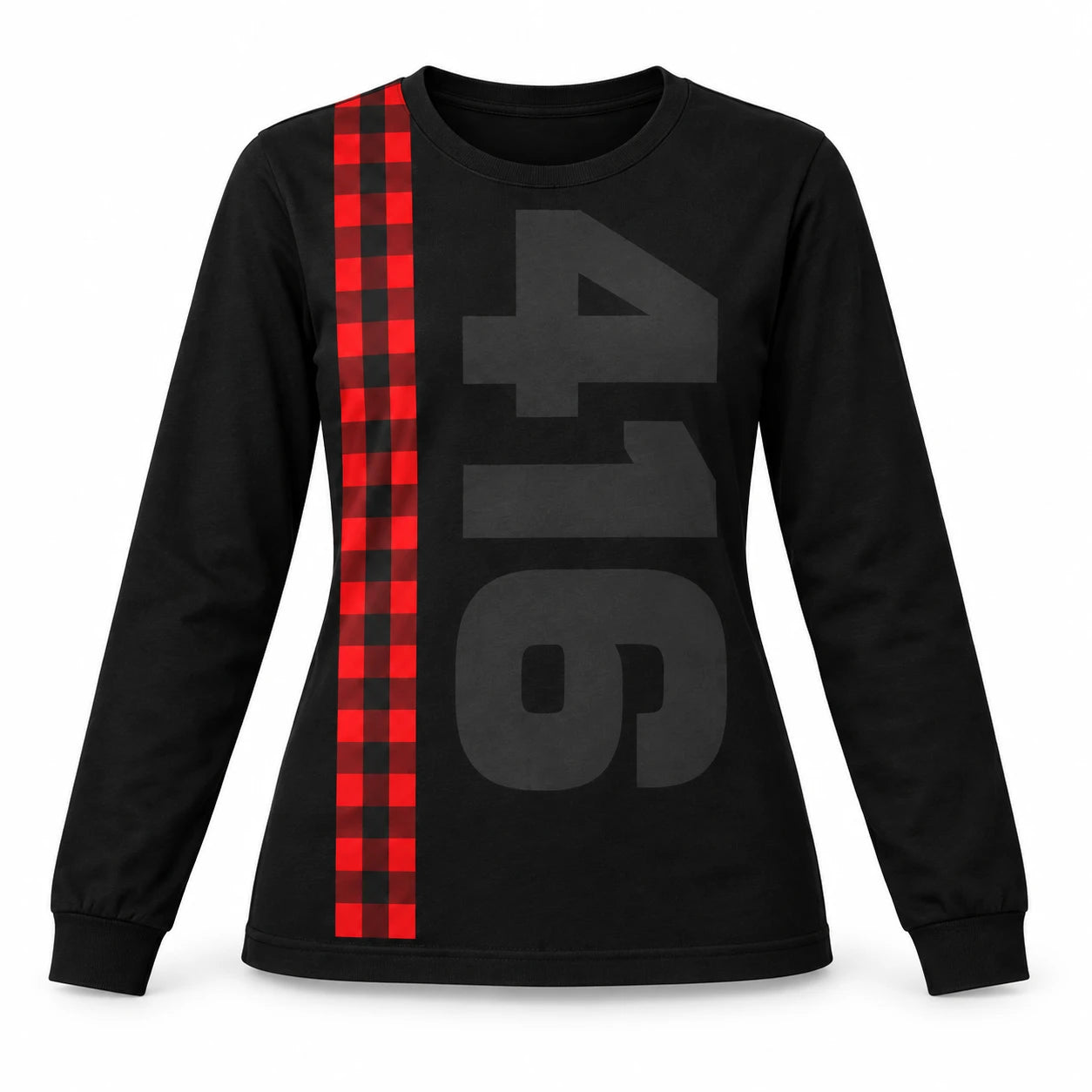 416 Plaid Long-Sleeve, Black