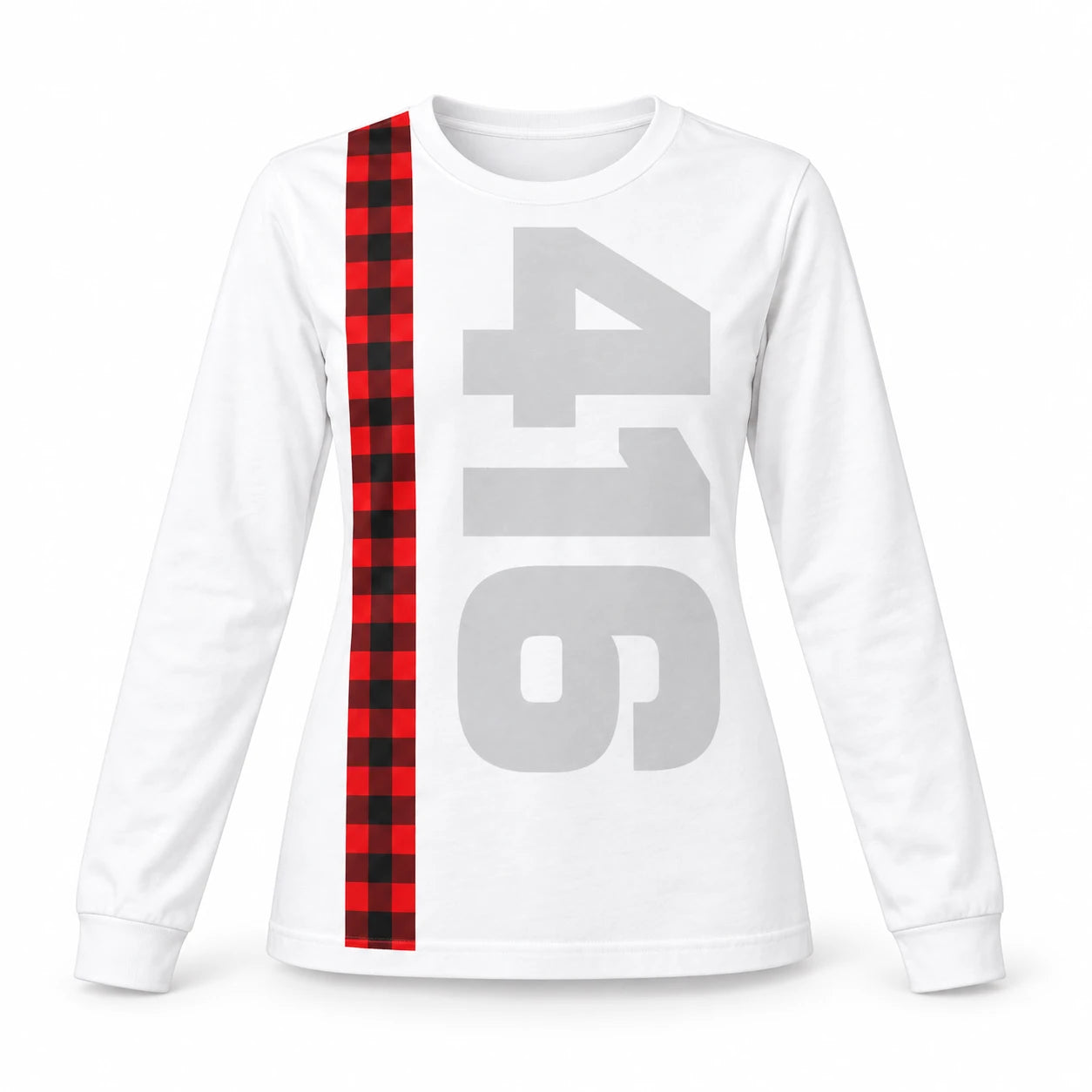 416 Plaid Long-Sleeve, White